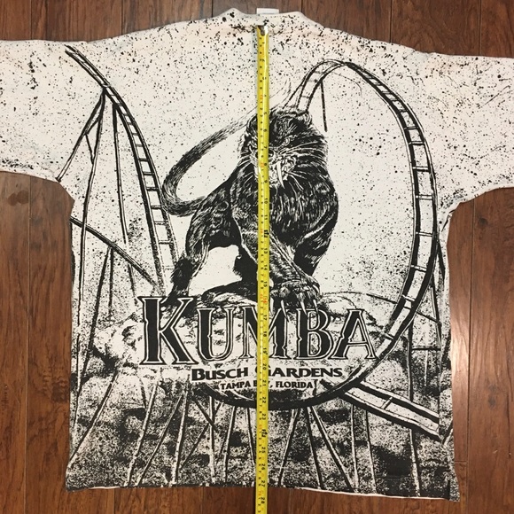 Vtg single stitch Kumba roller coaster all over print T-shirt - Picture 10 of 12